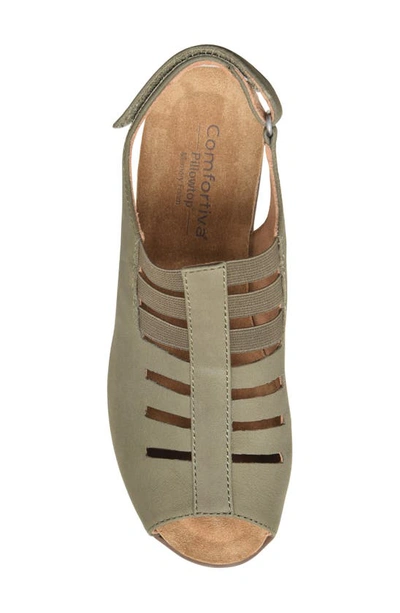 Shop Comfortiva Alana Slingback Wedge Sandal In Olive