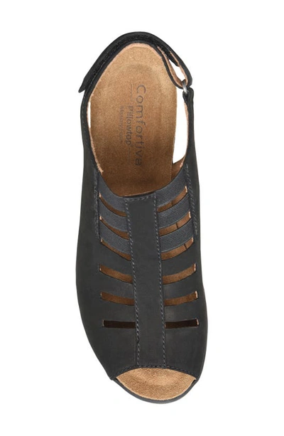 Shop Comfortiva Alana Slingback Wedge Sandal In True Black
