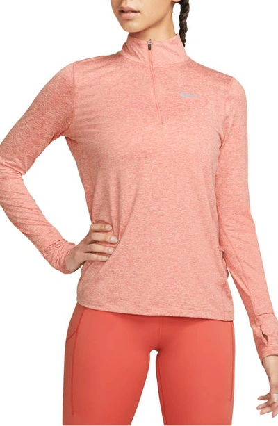 Nike Dri-fit Half-zip Long Sleeve Top In Pale Pink In Madder Root/ Atmosphere