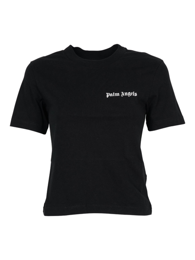 Shop Palm Angels Logo T-shirt Clothing In Black