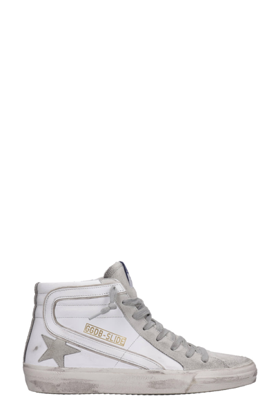Golden Goose Slide Distressed Suede And Leather High-top Sneakers In White