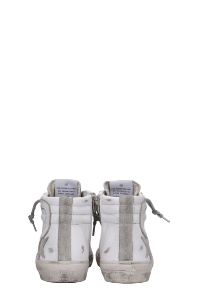 Golden Goose Slide Distressed Suede And Leather High-top Sneakers In White