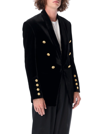 Shop Balmain Velvet Blazer In Black