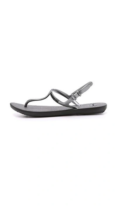 Shop Havaianas Freedom T Strap Sandals In Black/graphite