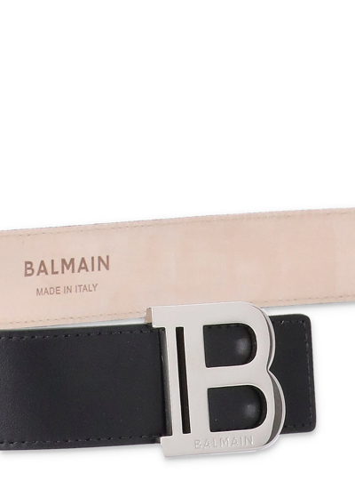 Shop Balmain Belt With Monogram In Noir