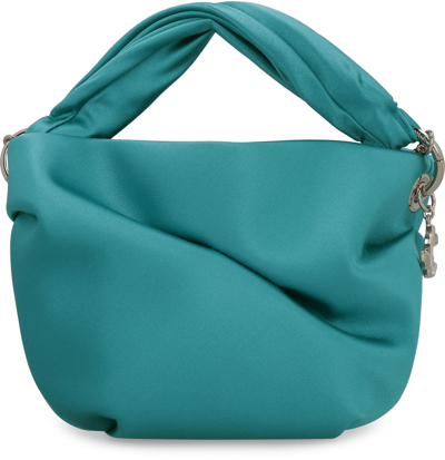 Shop Jimmy Choo Bonny Satin Mini-bag In Turquoise