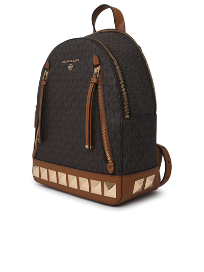 Shop Michael Michael Kors Mixed Leather Brooklyn Backpack In Brown