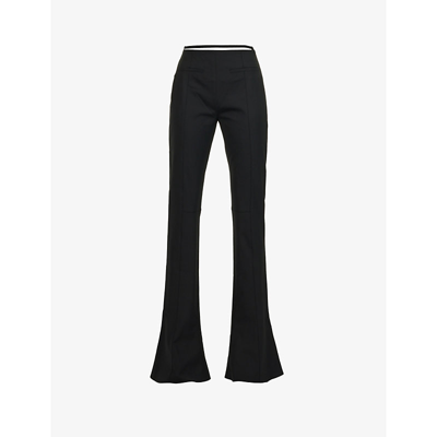 Shop Jacquemus Women's Black Le Pant Tangelo Flared High-rise Stretch-wool Trousers