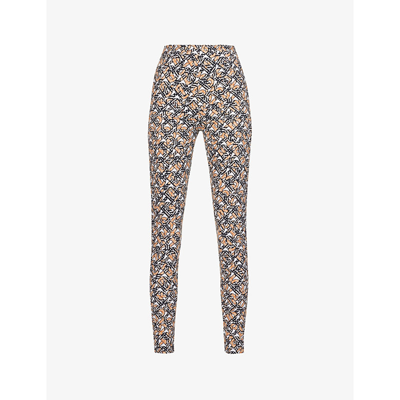Shop Burberry Madden Monogram-print High-rise Stretch-woven Leggings In White Ip Pattern