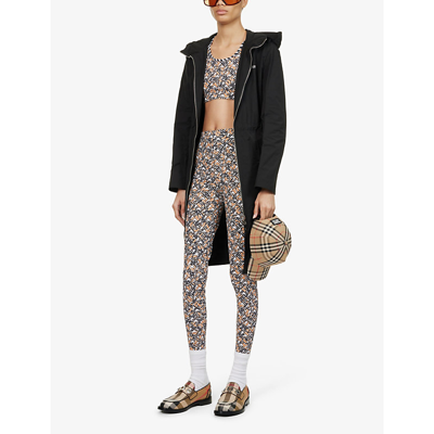 Shop Burberry Madden Monogram-print High-rise Stretch-woven Leggings In White Ip Pattern