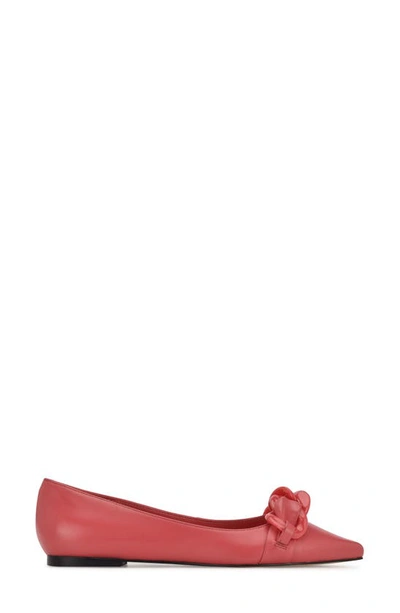 Shop Nine West Buyme Pointed Toe Flat In Coral Leather