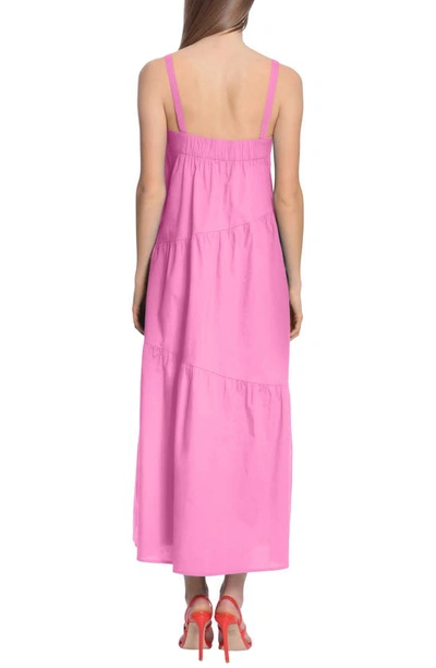 Shop Donna Morgan Tiered Stretch Cotton Maxi Sundress In Strawberry Moon