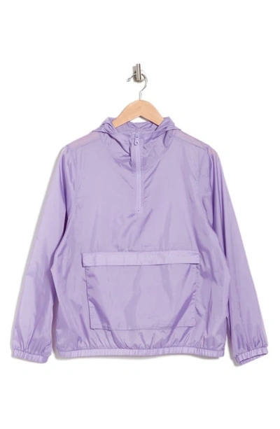 Shop Bella+canvas Hooded Nylon 1/2 Zip Pullover Jacket In Dark Lavender
