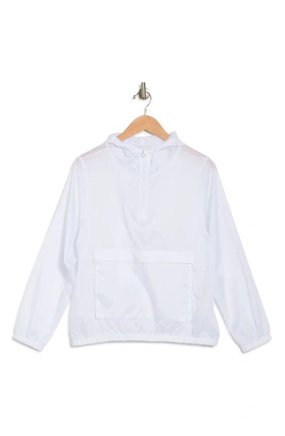 Shop Bella+canvas Hooded Nylon 1/2 Zip Pullover Jacket In White