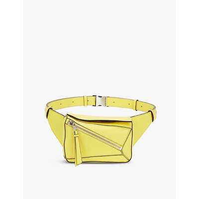 Shop Loewe Puzzle Mini Leather Belt Bag In Lemon
