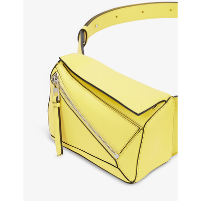 Shop Loewe Puzzle Mini Leather Belt Bag In Lemon