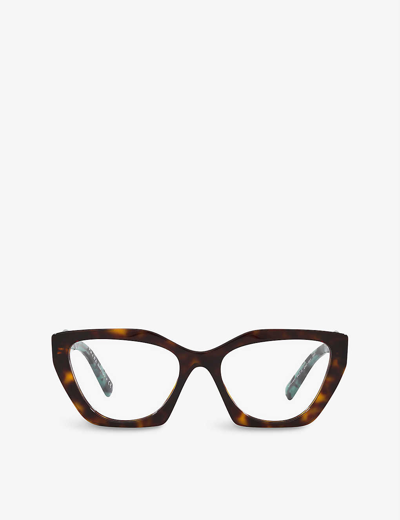 Shop Prada Women's Brown Pr 09yv Acetate Cat-eye Glasses