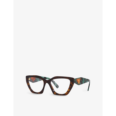 Shop Prada Women's Brown Pr 09yv Acetate Cat-eye Glasses