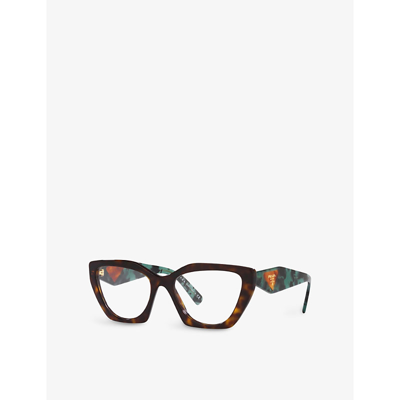 Prada Womens Brown Pr 09yv Acetate Cat-eye Glasses In Brown