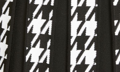 Shop Balmain Houndstooth Pleated Knit Miniskirt In Eab Eab Noir/ Blanc