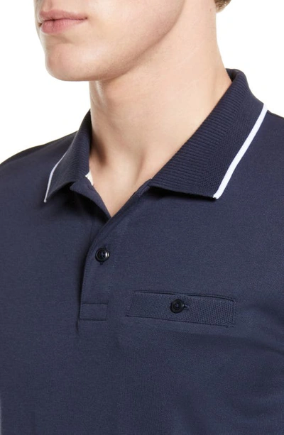 Shop Ted Baker Galton Tipped Cotton Blend Polo In Navy