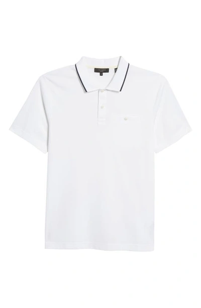 Shop Ted Baker London Galton Tipped Cotton Blend Polo In White