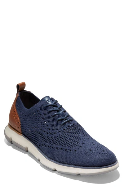 Shop Cole Haan Zerogrand Stitchlite™ Oxford In Navy Ink Knit/ British Tan