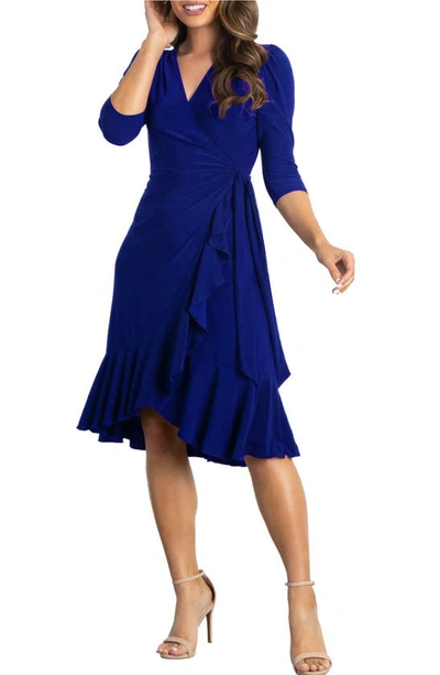 Shop Kiyonna Whimsy Wrap Dress In Cobalt Blue
