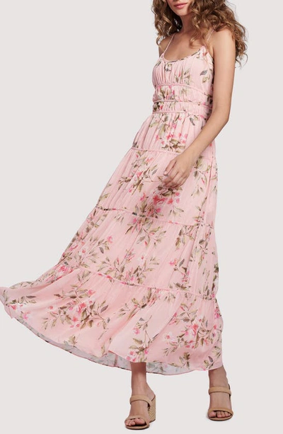 Shop Lost + Wander Sunset Fleurs Floral Tiered Sleeveless Dress In Coral Floral