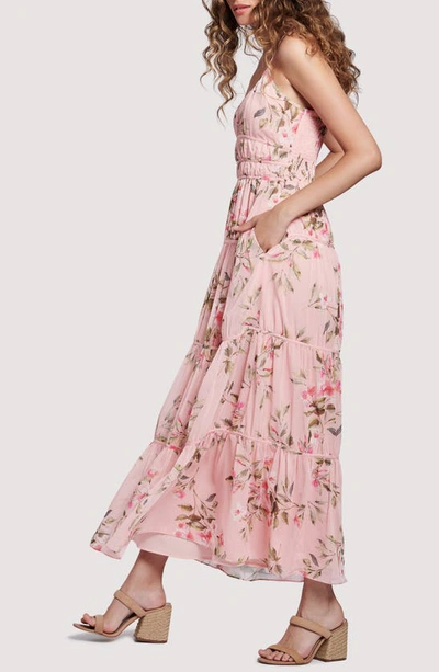 Shop Lost + Wander Sunset Fleurs Floral Tiered Sleeveless Dress In Coral Floral
