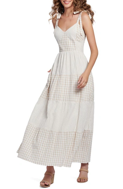 Shop Lost + Wander Island Picnic Tiered Cotton & Linen Sundress In Almond White