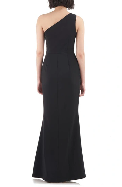 Js Collections Lilah Bow Detail One-shoulder Mermaid Gown In Black