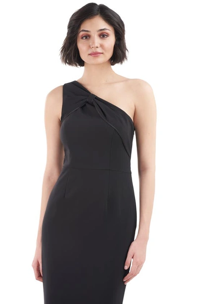 Js Collections Lilah Bow Detail One-shoulder Mermaid Gown In Black