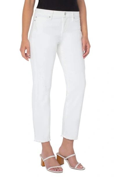 Shop Liverpool Los Angeles Kennedy Distressed Ankle Straight Leg Jeans In Bone White Bite