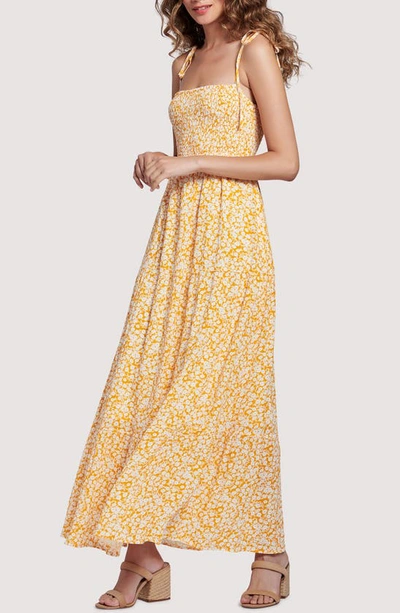 Shop Lost + Wander Tangerine Dream Floral Tiered Tie Strap Dress In Radiant Yellow Pick Me