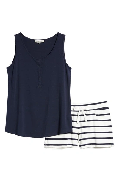 Shop Angel Maternity Maternity/nursing Tank & Shorts In Navy