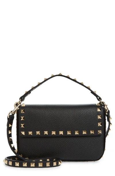 Shop Valentino Mini Rockstud Leather Top Handle Bag In Nero Rockstud