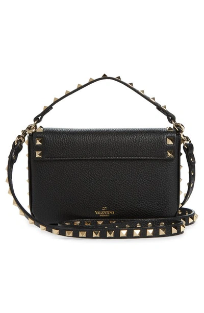 Shop Valentino Mini Rockstud Leather Top Handle Bag In Nero Rockstud