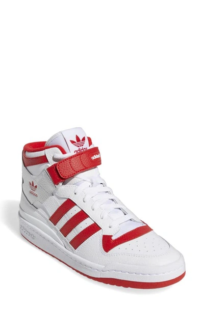 Shop Adidas Originals Forum Mid Sneaker In White/ Red