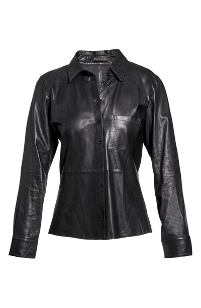 Shop As By Df La Nuit Recycled Leather Blend Button-up Blouse In Black
