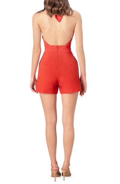 Shop Dress The Population Alexi Halter Romper In Poppy