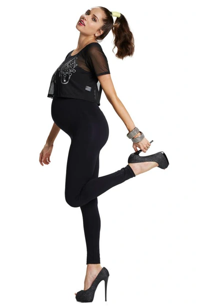 Preggo Leggings Mom's Night Out Seamless Maternity Leggings In Black