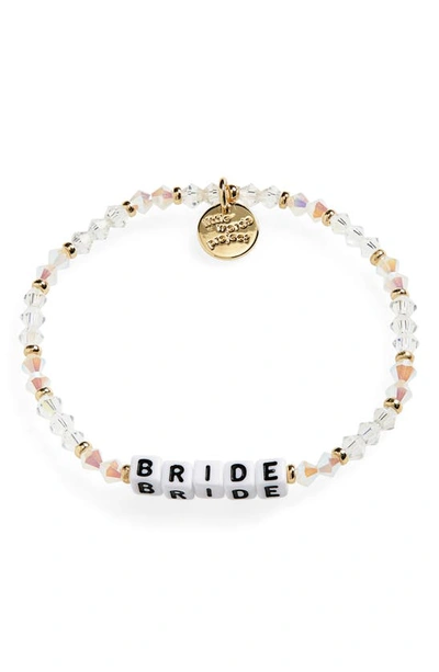 Little Words Project Bride Beaded Stretch Bracelet In Lace White