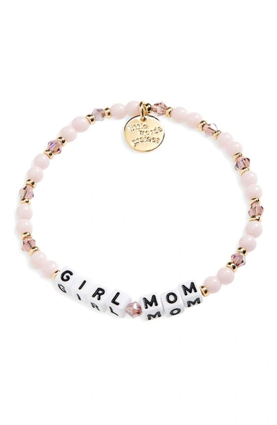 Shop Little Words Project Girl Mom Beaded Stretch Bracelet In Blush