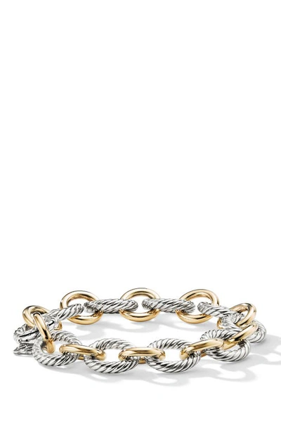 Shop David Yurman Oval Link Chain Bracelet With 18k Yellow Gold In Silver/ Gold