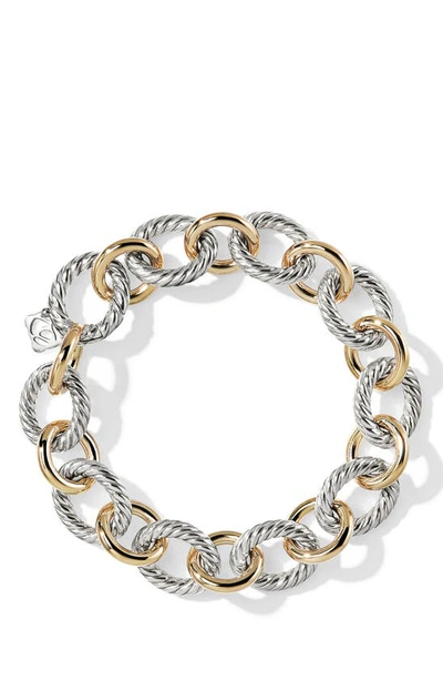 Shop David Yurman Oval Link Chain Bracelet With 18k Yellow Gold In Silver/ Gold