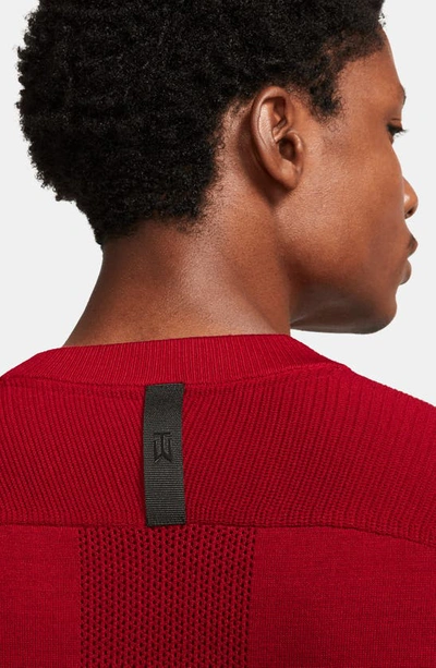 Shop Nike Tiger Woods Crewneck Sweater In Gym Red/ Black