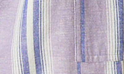 Shop Lucky Brand Stripe Cotton & Linen Belted Paperbag Waist Shorts In Lilac Multi