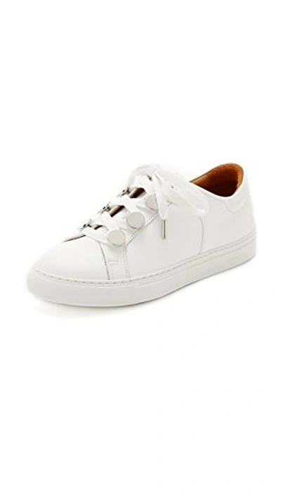 Shop Carven Leather Trainers In White