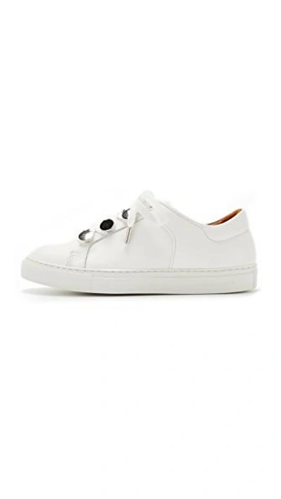 Shop Carven Leather Sneakers In White
